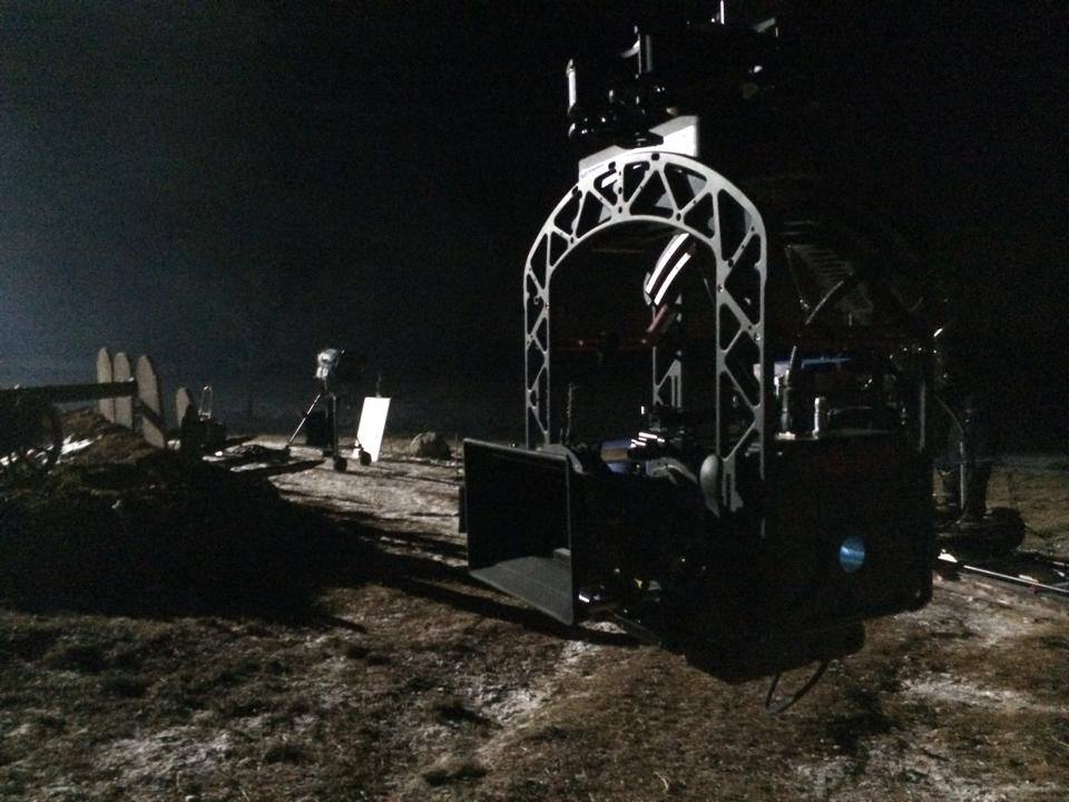 Shooting a scene on a graveyard with an earlier version of the G50, supplied by Gearhead, in sub-freezing temperatures for AMC's revolution drama "Turn".