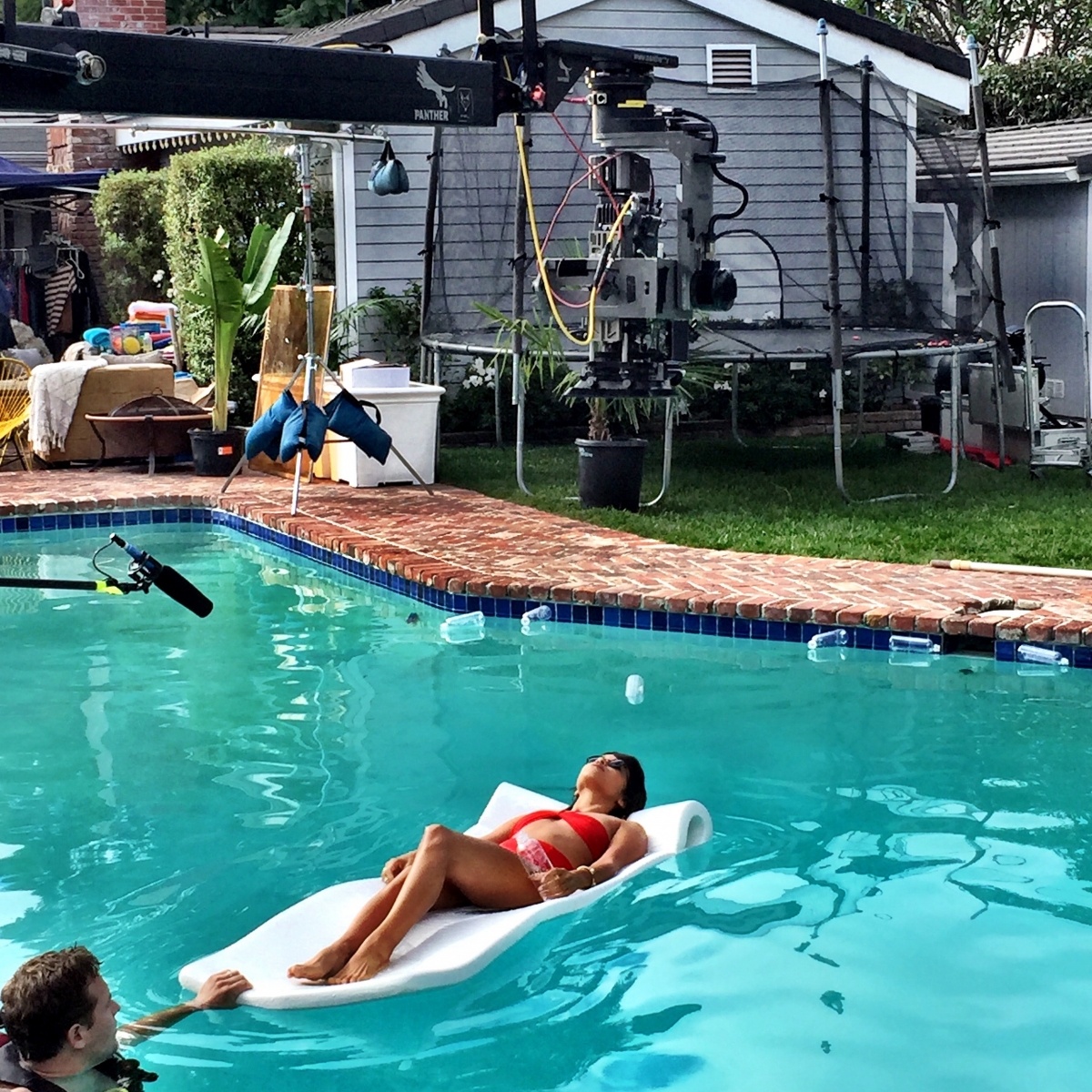 Mo-Sys Lambda filming scene at pool