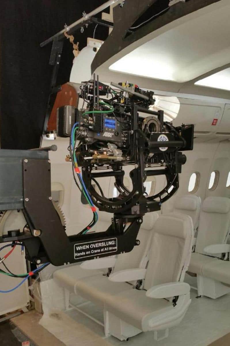 An overslung G50 shooting inside a mock-up plane.