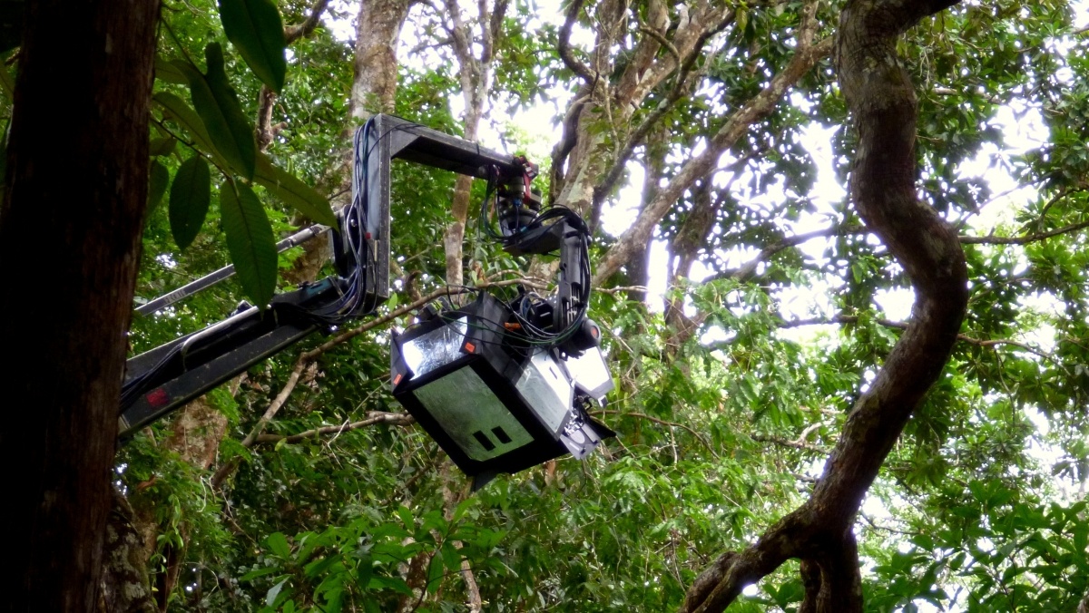 3D stereoscopic rig on Lambda remote head filming in the Amazon rainforest
