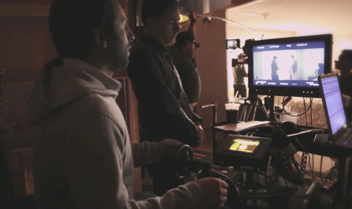 Director Denis Villeneuve recording motion with Mo-Sys Lambda, using hand wheels.