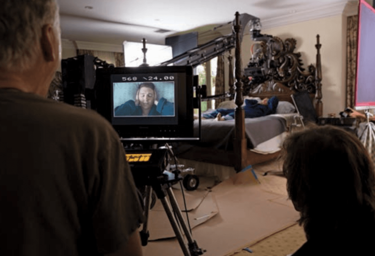 Mo-Sys Lambda with handwheels helps creating complicated shot with actor Paul Dano on a bed.