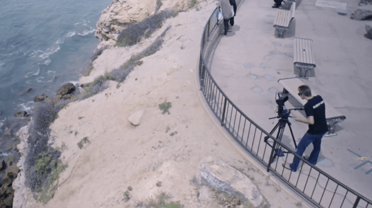 Filming the coast line using a drone with our DroneBar gimbal control.