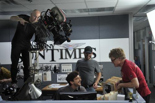 Jim van Dijk,  Shia LaBeouf, Adriano Goldman and Robert Redford working on  ‘The Company You Keep’